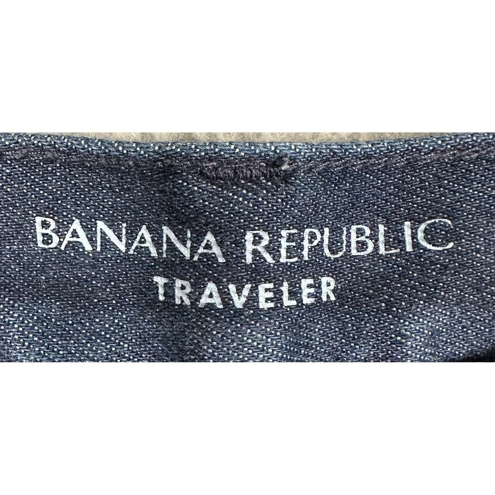Banana Republic Traveler Jeans Mens 33X32 Blue Slim Fit Straight Stretch Denim